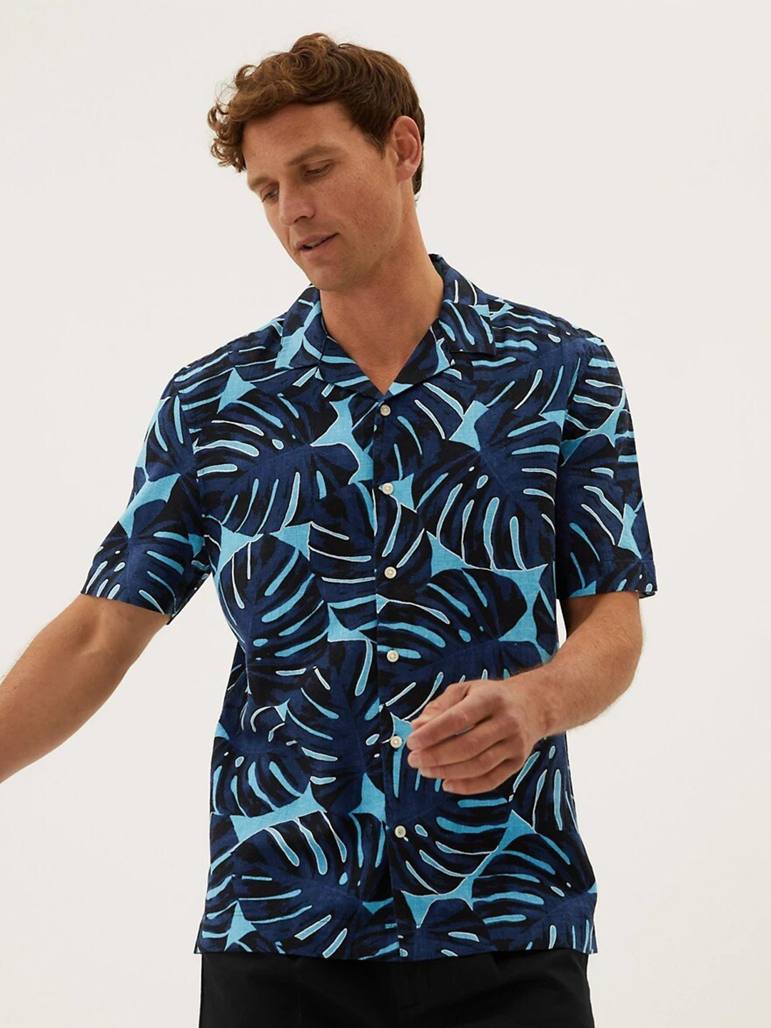 

Marks & Spencer Men Navy Blue Printed Casual Shirt