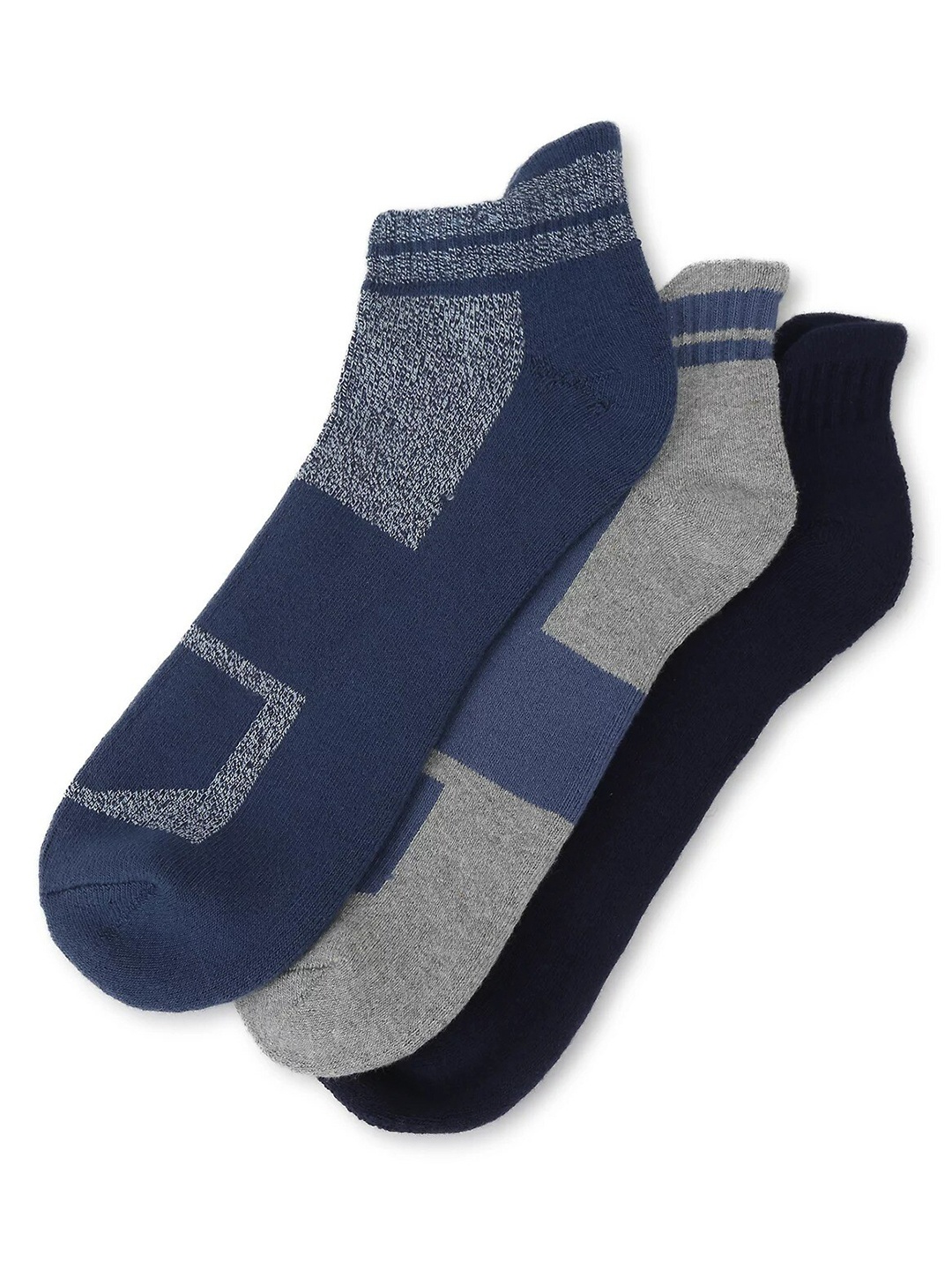 

Marks & Spencer Men Pack Of 3 Navy Blue & Grey Ankle Length Socks