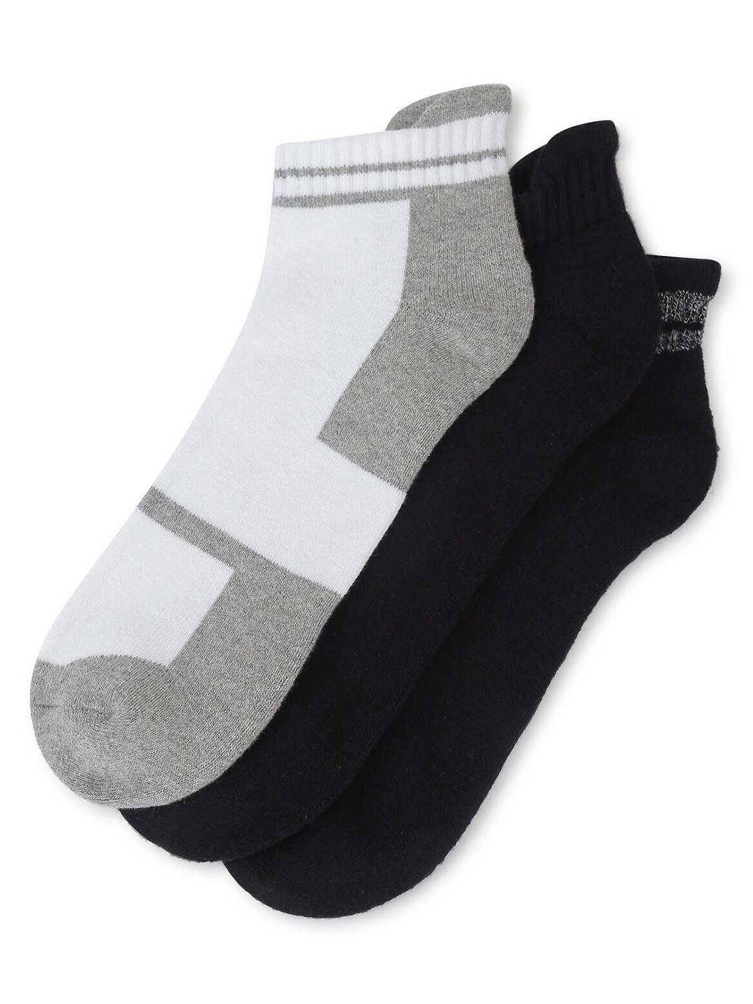 

Marks & Spencer Men Pack Of 3 Black & Grey Patterned Ankle Length Socks