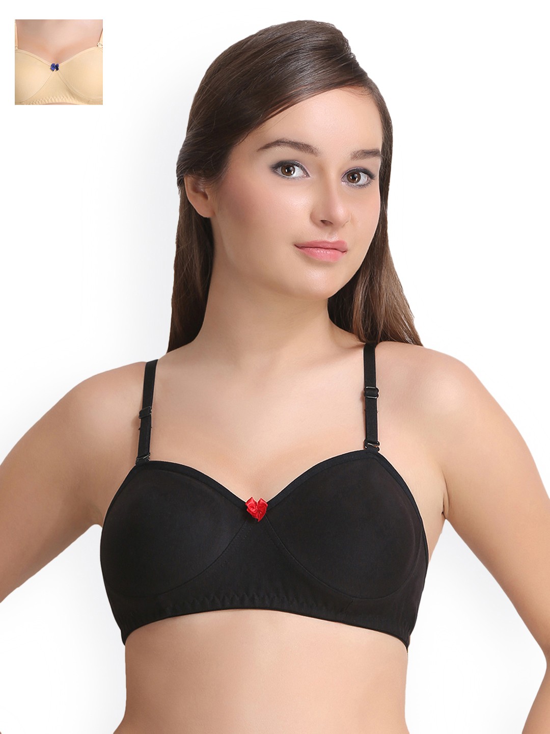 

Leading Lady Pack of 2 Full-Coverage Bras LLDEMI-2-SKN-BLK, Beige