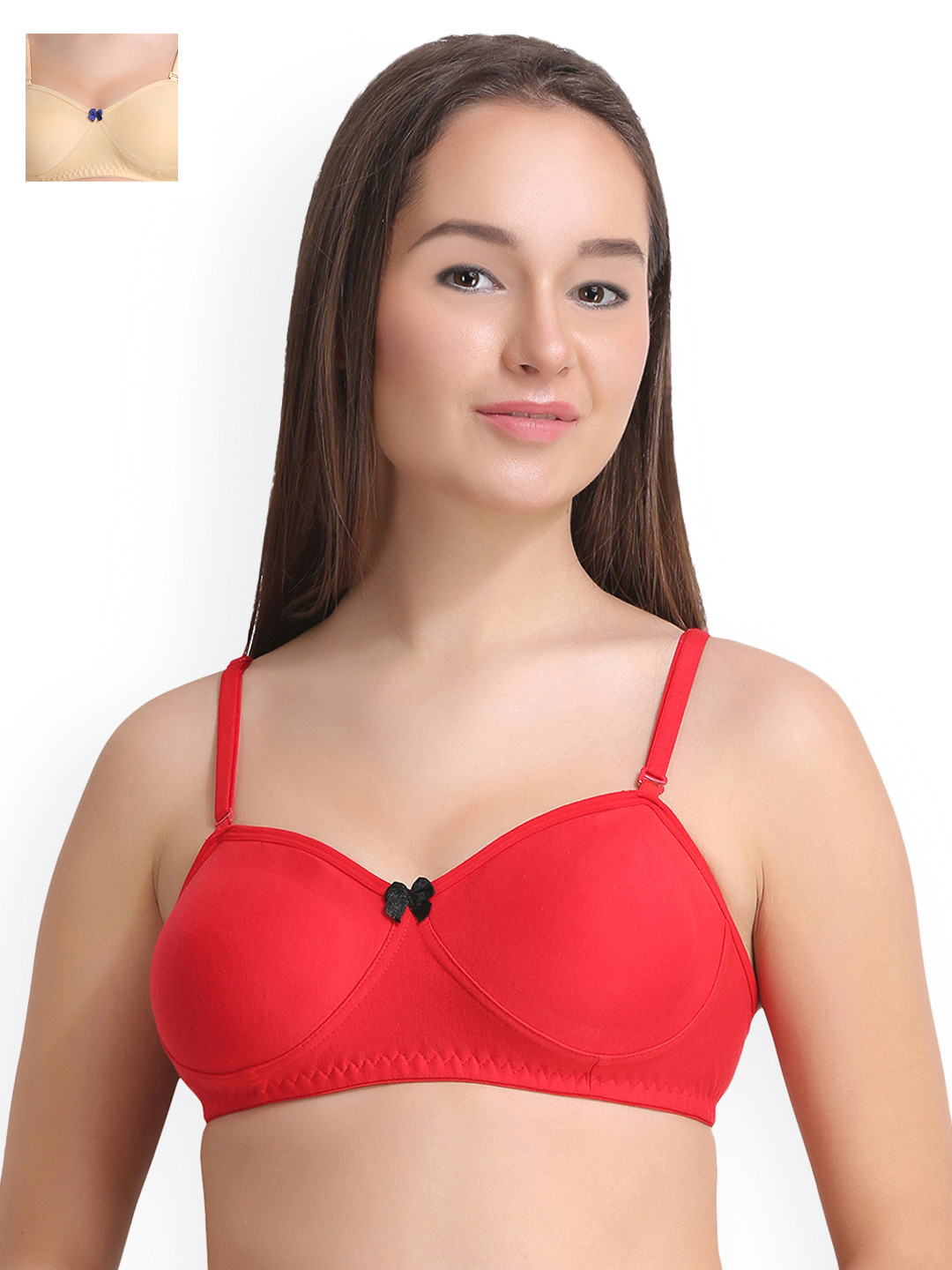

Leading Lady Pack of 2 Full-Coverage Bras LLDEMI-2-SKN-RD, Red