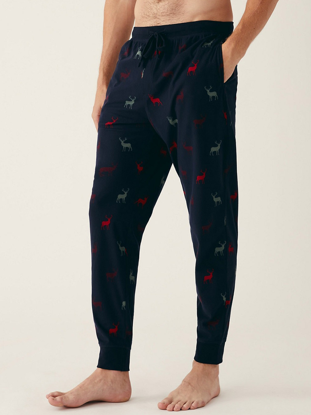 

Marks & Spencer Men Navy Blue Printed Joggers
