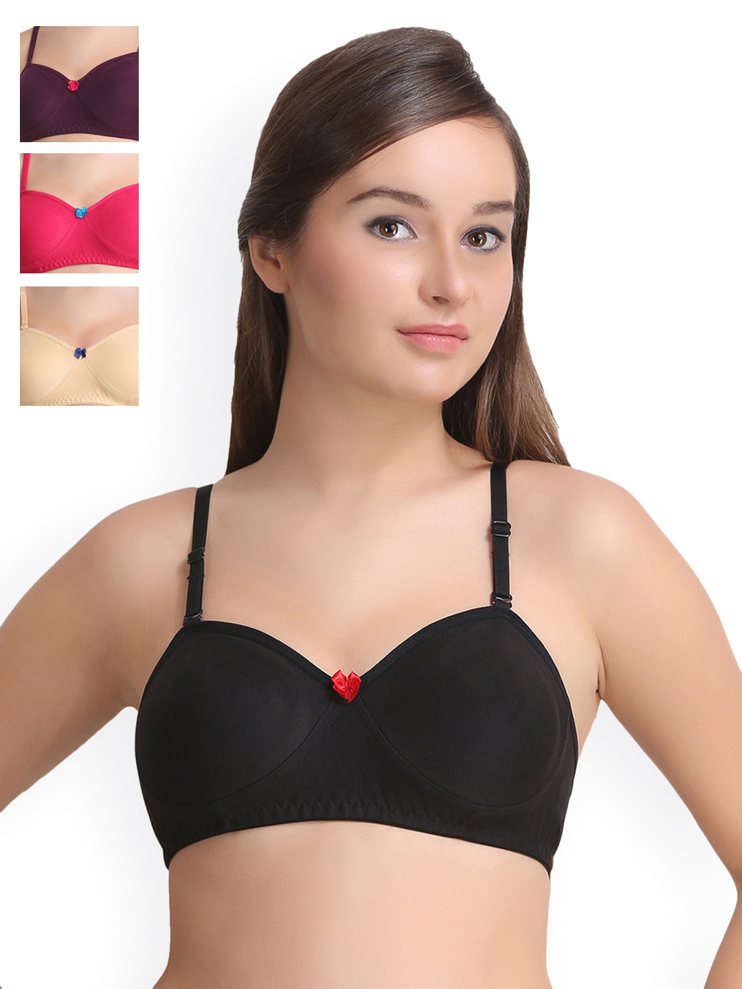

Leading Lady Pack of 4 Everyday Bras LLDEMI-4-RN-PP-SKN-BLK, Multi