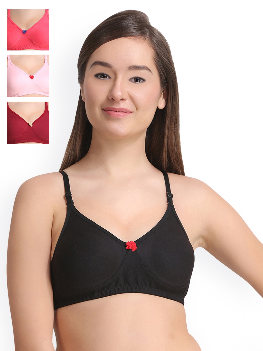 

Leading Lady Pack of 4 Full-Coverage Bras LLDINKY-4-PK-MR-BLK-GJ, Pink