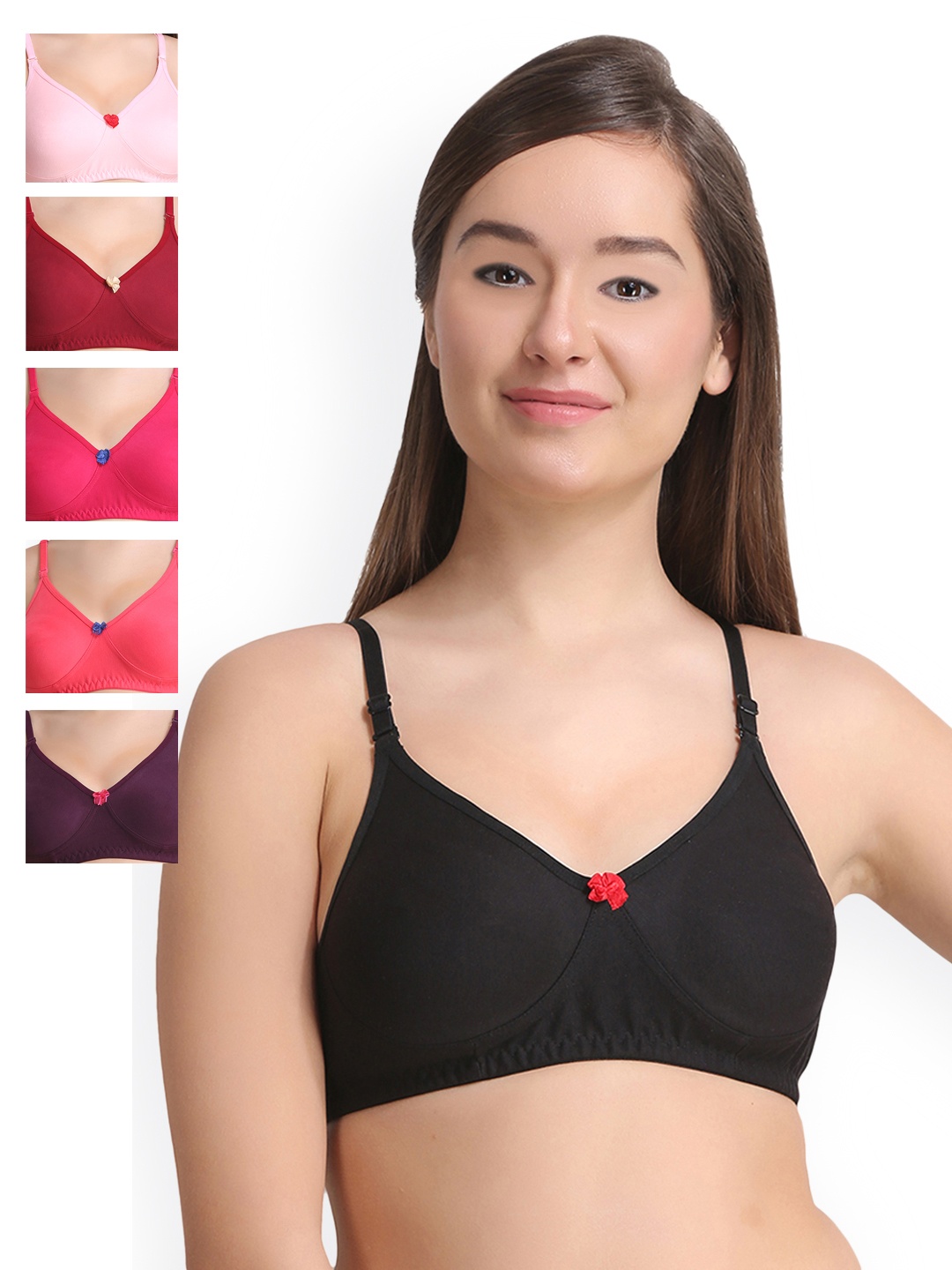 

Leading Lady Pack of 6 Full-Coverage Bras LLDINKY, Black