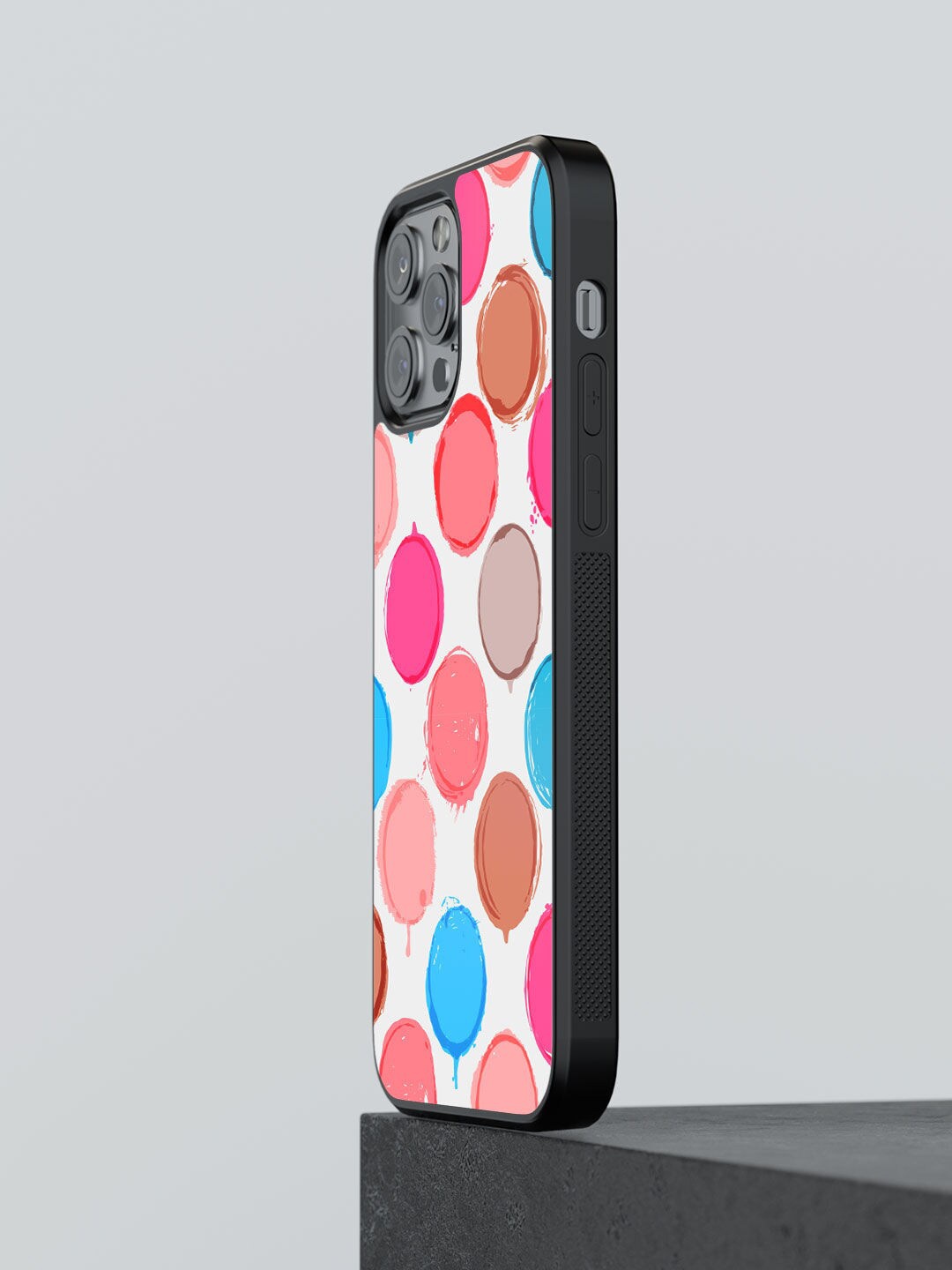 

macmerise White & Pink Polka Dot Canvas Design iPhone 12 Pro Max Bumper Back Case