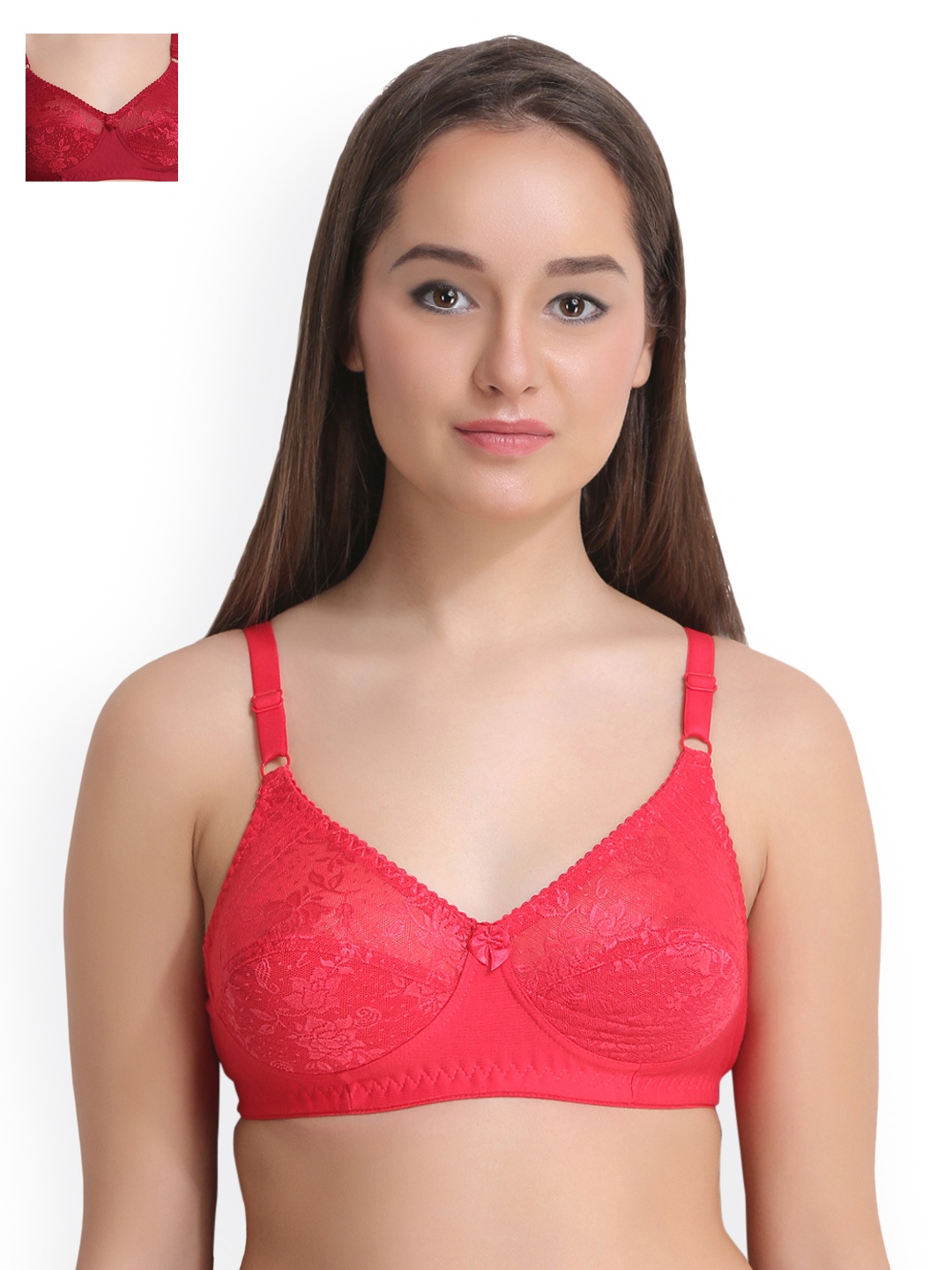 

Leading Lady Pack of 2 Lace Everyday Bras LLNANCY-2-MR-GJ, Coral