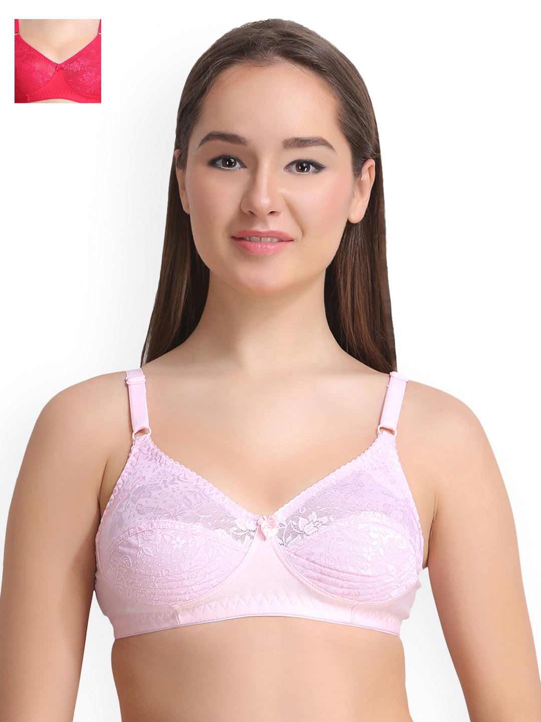 

Leading Lady Pack of 2 Lace Everyday Bras LLNANCY-2-PK-RN, Pink