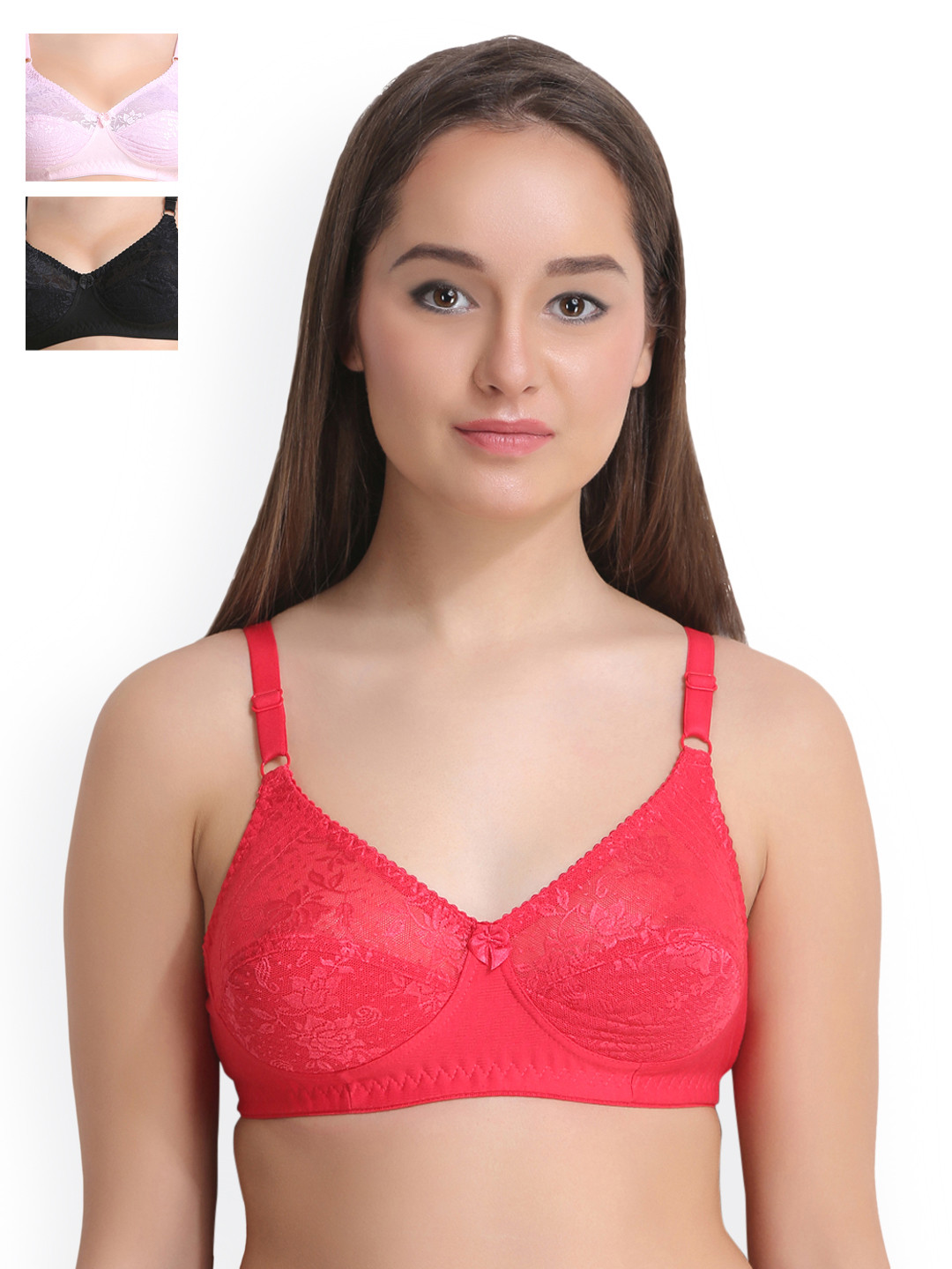 

Leading Lady Pack of 3 Lace Everyday Bras LLNANCY-3PK-BLK-GJ, Pink