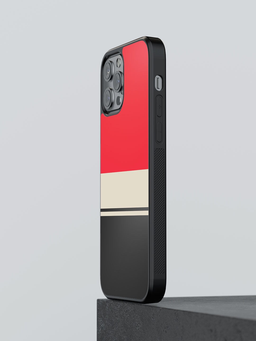 

macmerise Red & Black Printed Racecar Stripes Design iPhone 12 Pro Max Phone Back Case