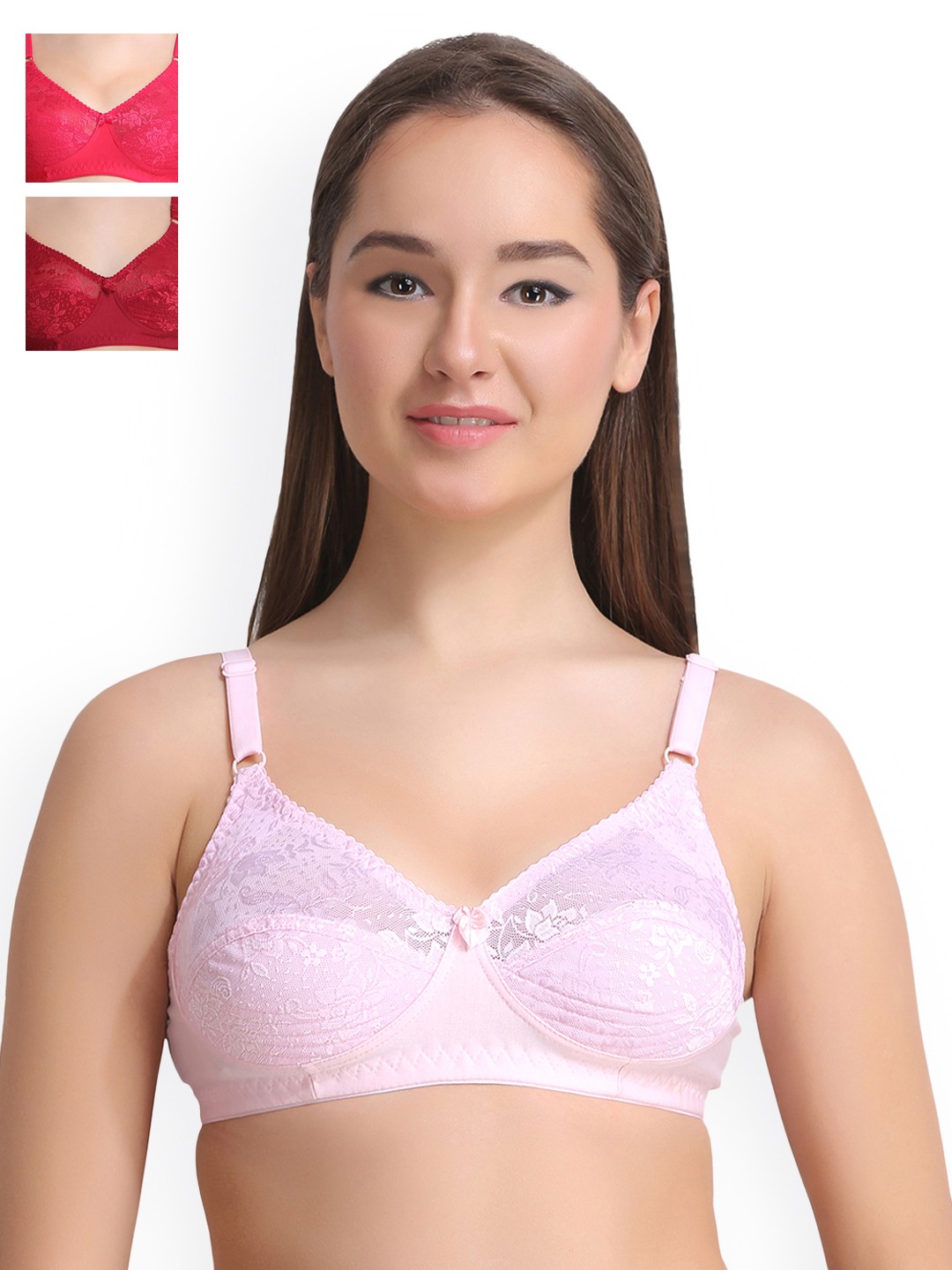 

Leading Lady Pack of 3 Full Coverage Everyday Bras LLNANCY-3-RN-PK-MR, Pink
