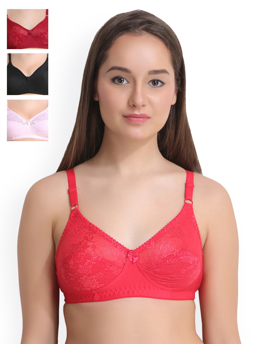 

Leading Lady Pack of 4 Full Coverage T-shirt Bras LLNANCY-4-PK-MR-BLK-GJ, Multi