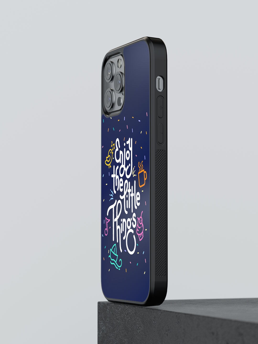 

macmerise Navy Blue & White Printed Enjoy The Little Things Design iPhone 12 Pro Max Phone Back Case