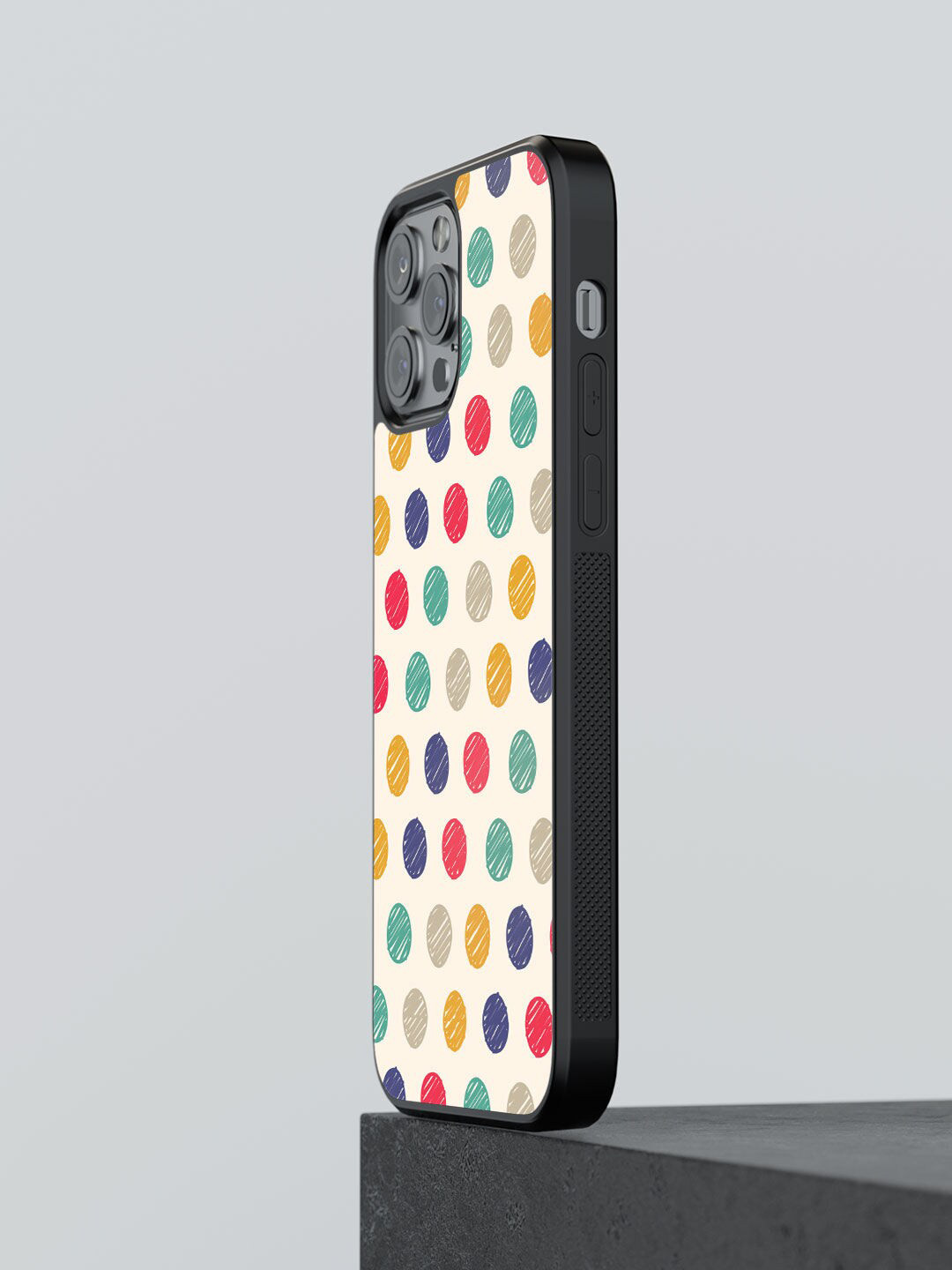 

macmerise White & Blue Polka Dot Scribbles Printed iPhone 12 Pro Max Bumper Mobile Phone Case
