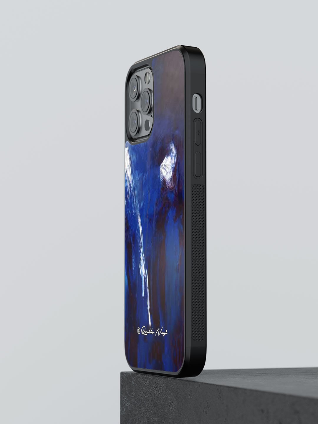 

macmerise Navy Blue Printed Rainfall Design iPhone 12 Pro Max Bumper Case