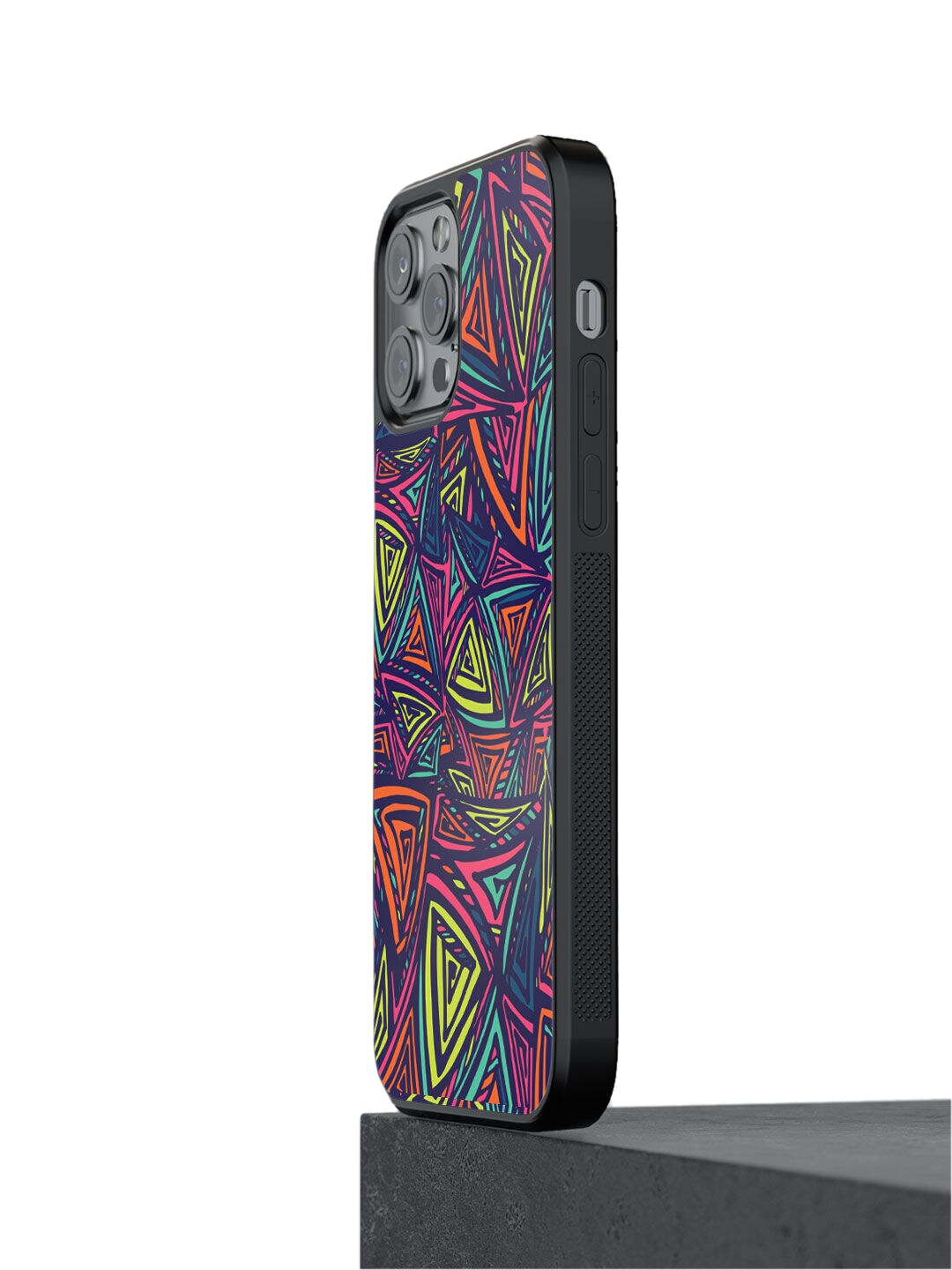 

macmerise Neon Pink & Blue Printed Neon Angles Design iPhone 12 Pro Max Bumper Phone Back Case