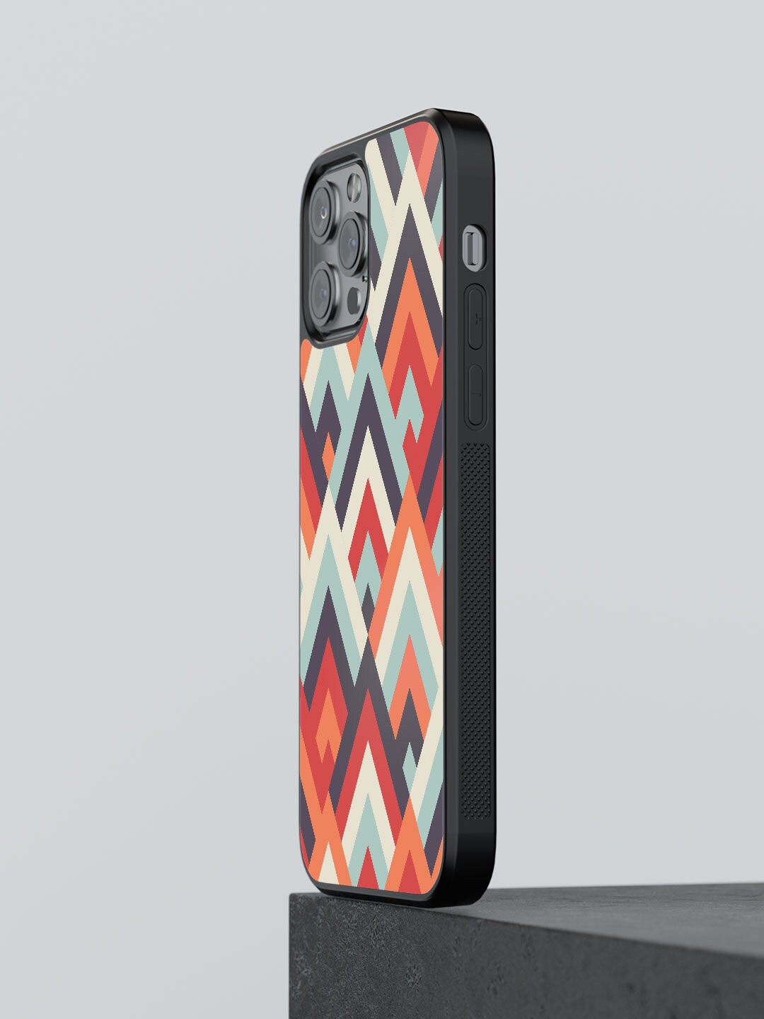 

macmerise Red Symmetric Cheveron Design Printed iPhone 12 Pro Bumper Case