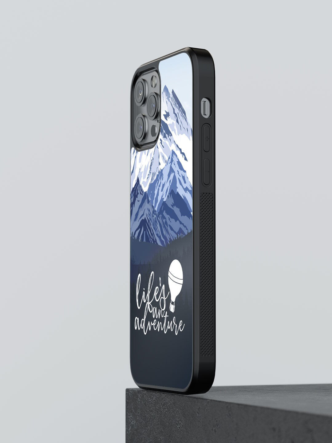 

Macmerise Blue & White Printed Life's Adventure Design iPhone 12 Pro Max Bumper Phone Back Case, Black