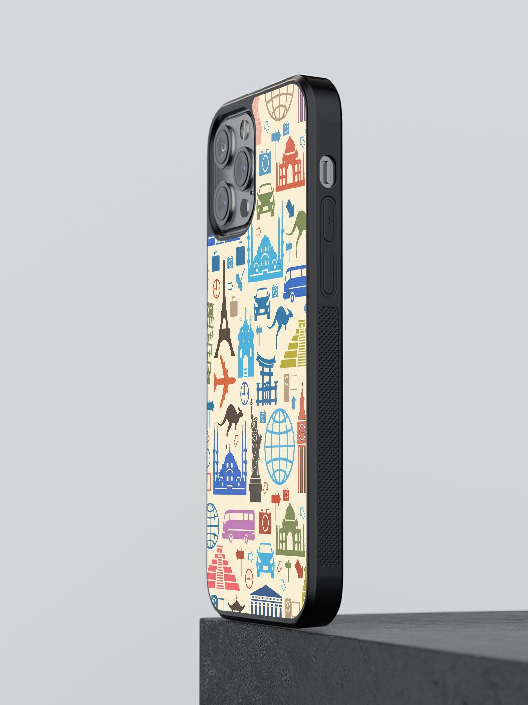 

macmerise Beige Printed Travel Lover Design iPhone 12 Pro Phone Back Case