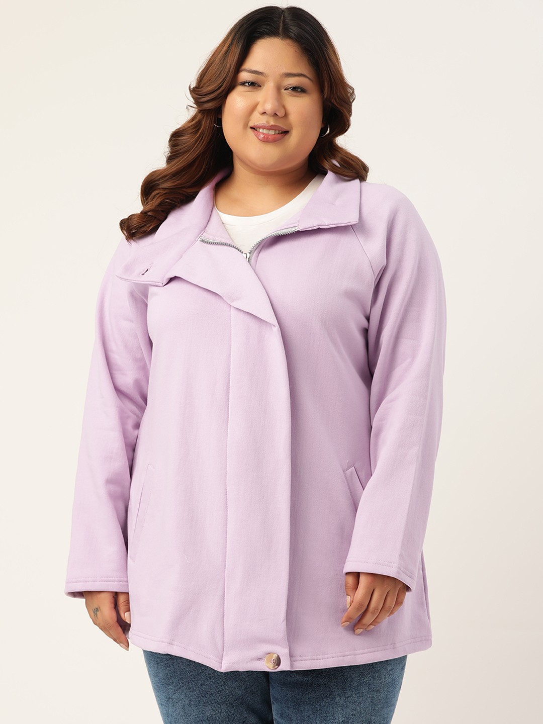 

theRebelinme Plus Size Women Lavender Fleece Tailored Jacket