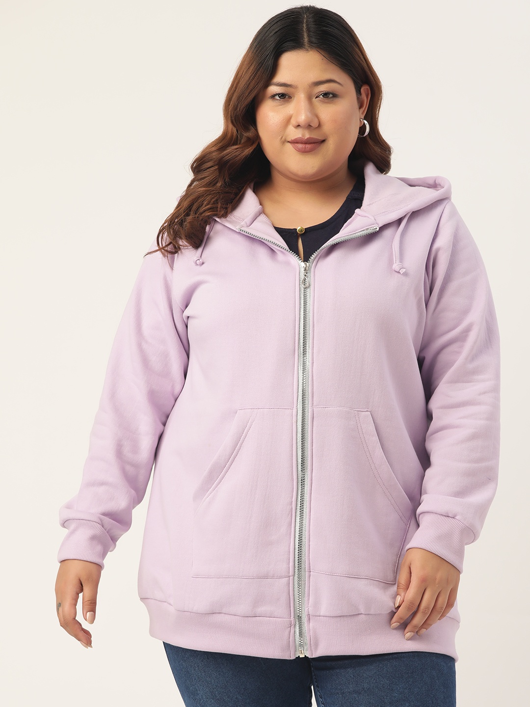 

theRebelinme Women Plus Size Lavender Fleece Hooded Sweatshirt