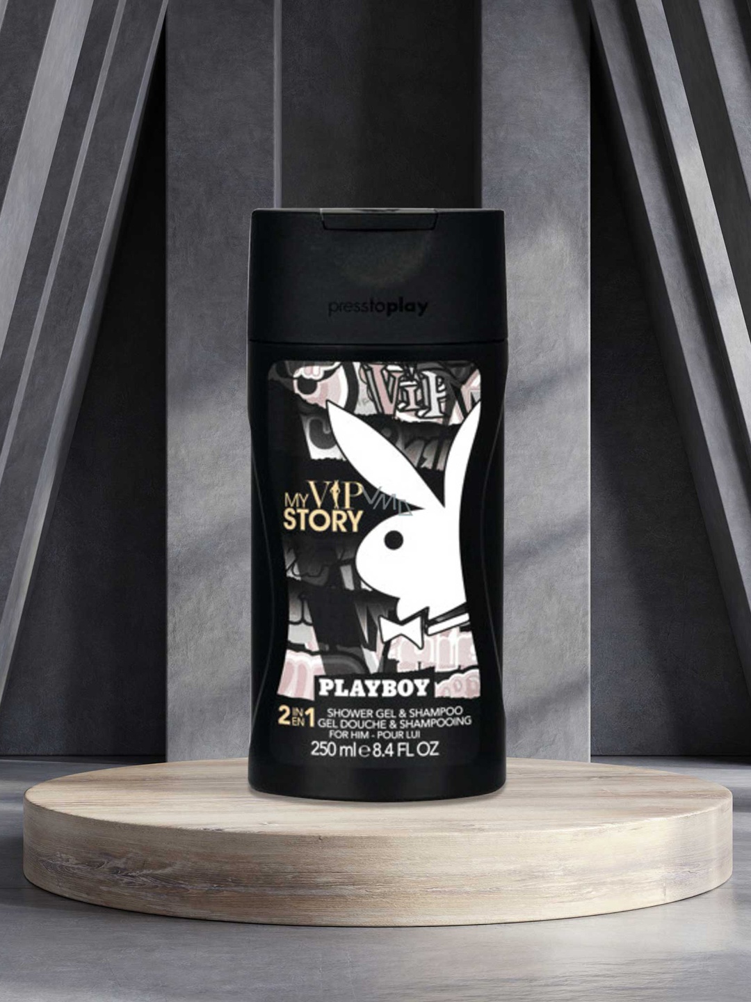 

Playboy Men My VIP Story 2 In 1 Shower Gel & Shampoo - 250 ml, Black