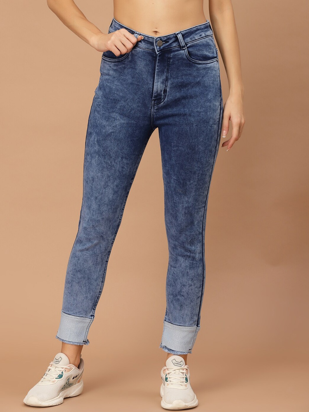 

KASSUALLY Women Blue Skinny Fit Heavy Fade Stretchable Jeans