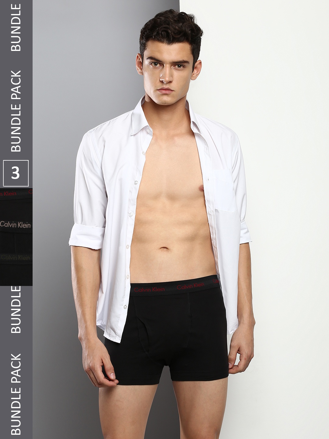 

Calvin Klein Underwear Men Pack of 3 Black Solid Trunks NB26157TZ