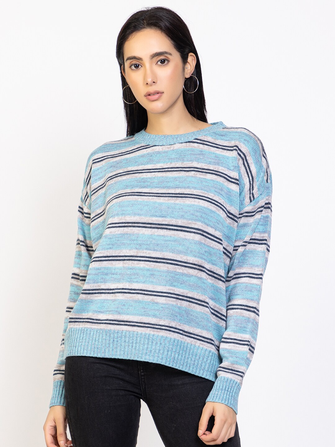 

Species Women Blue & Off White Striped Pullover