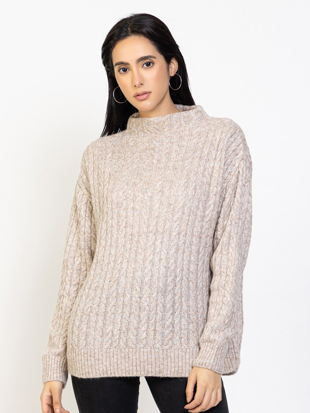 

Species Women Beige Cable Knit Pullover