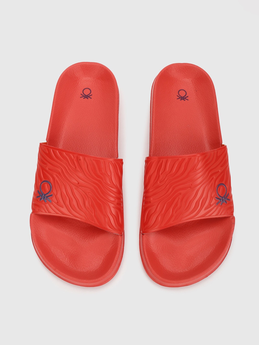 

United Colors of Benetton Men Red Self Design Sliders