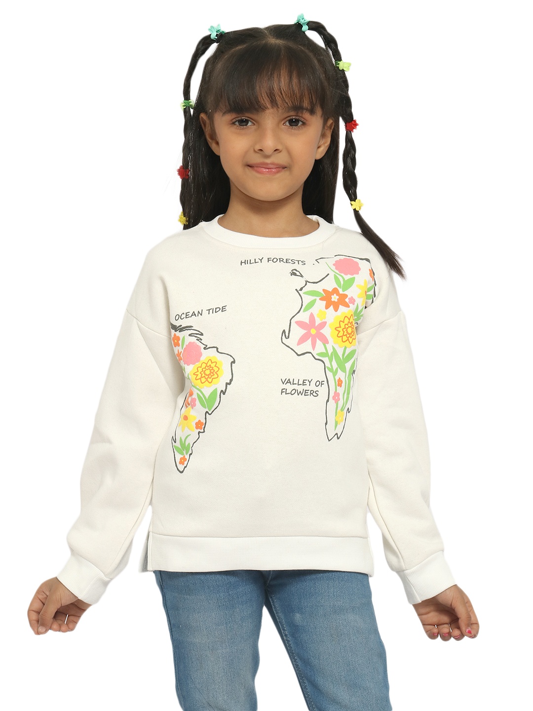 

Nauti Nati Girls White Printed Sweatshirt