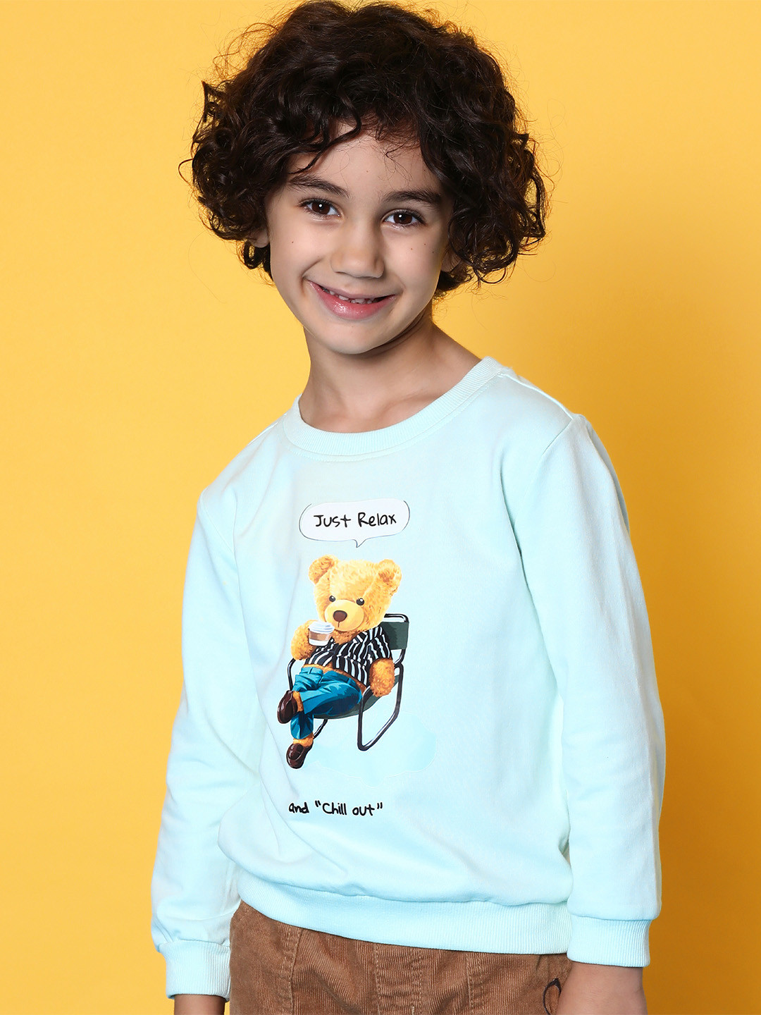 

Nauti Nati Boys Turquoise Blue Printed Sweatshirt