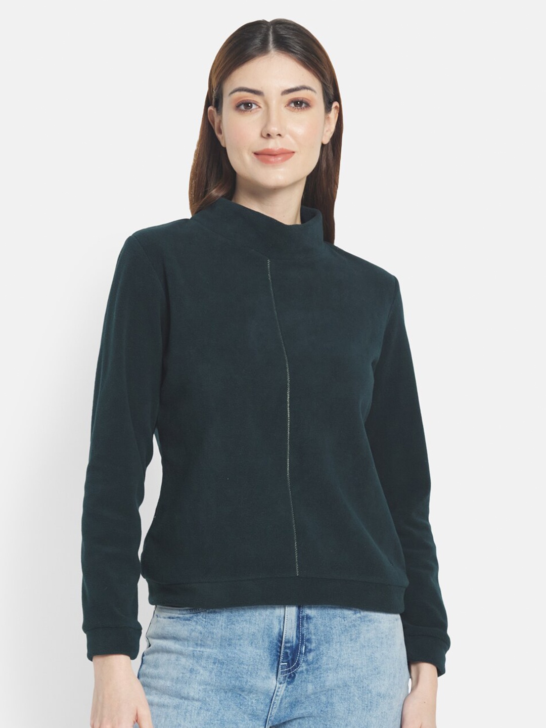 

METTLE High Neck Fleece Sweatshirt, Green