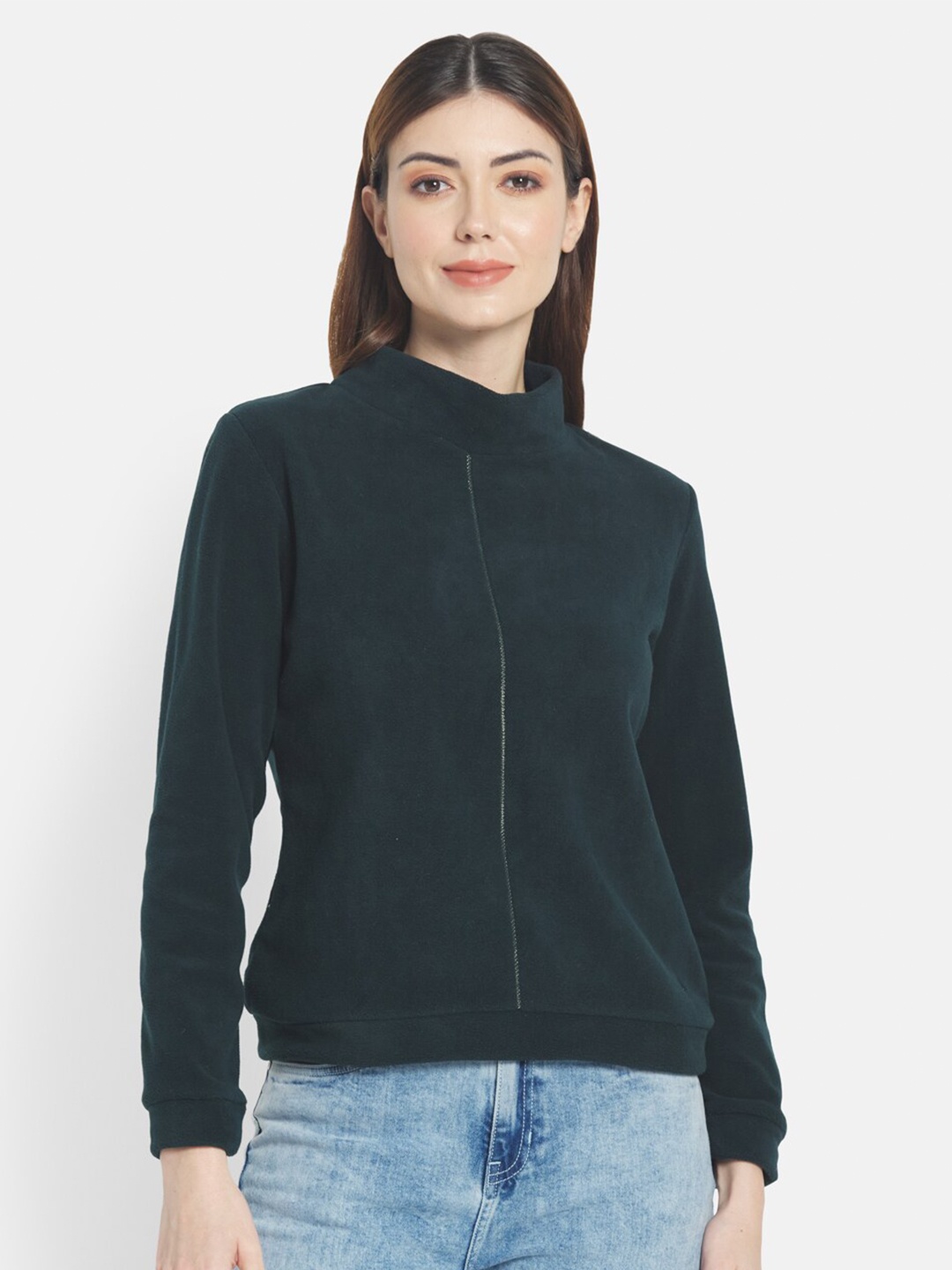 

METTLE High Neck Fleece Sweatshirt, Green