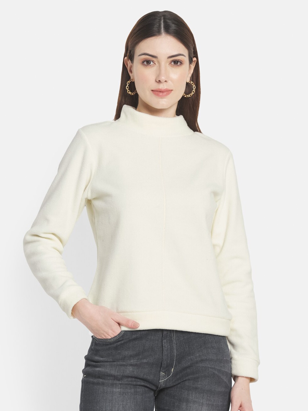 

METTLE High Neck Fleece Sweatshirt, White