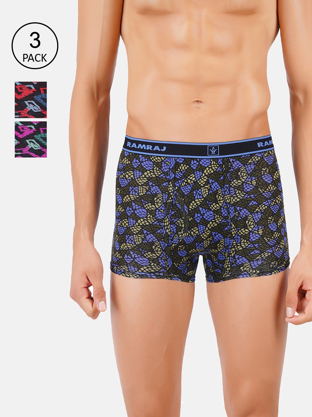 

Ramraj Men Pack Of 3 Assorted Pure Cotton Trunk