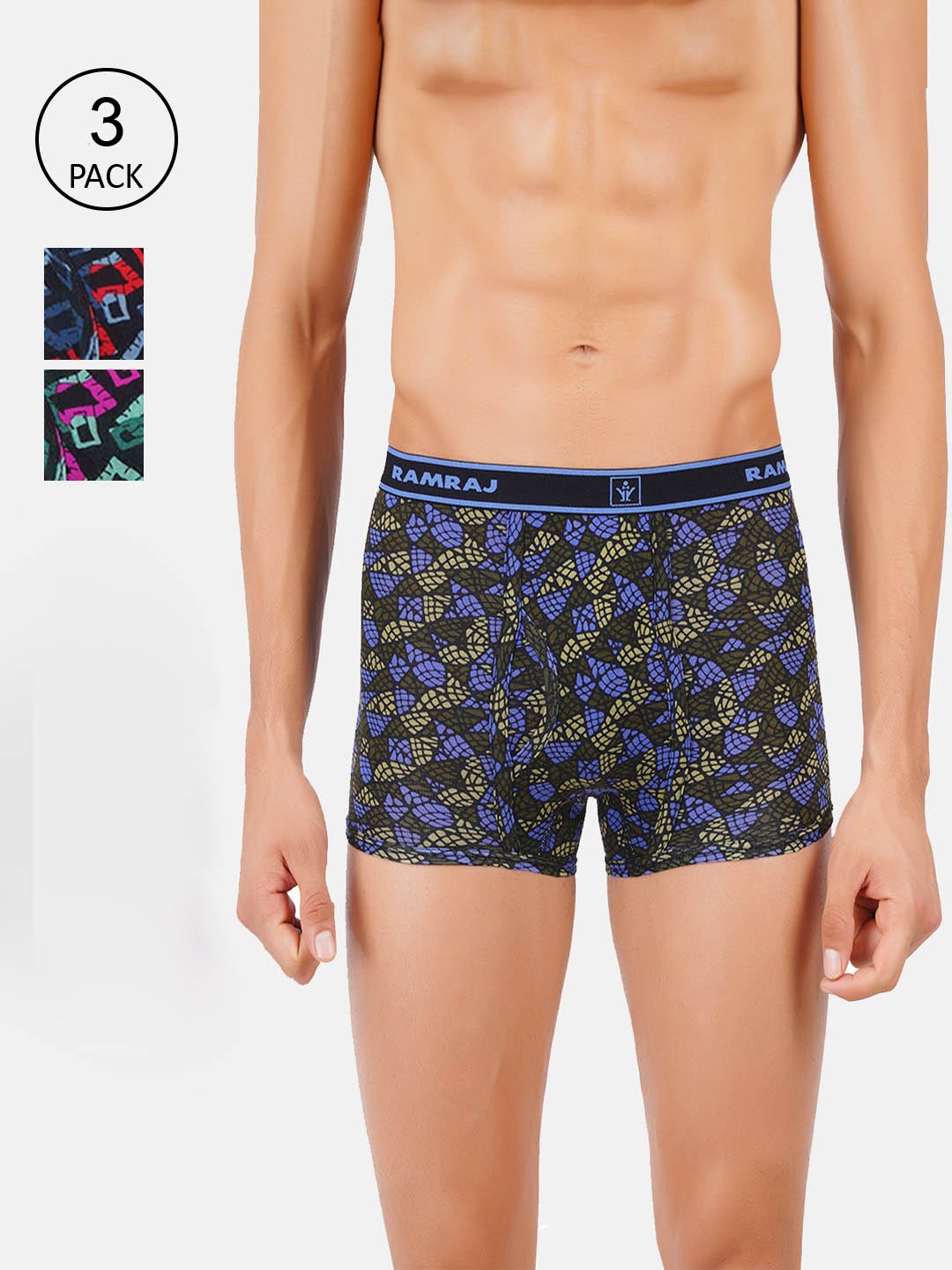 

Ramraj Men Pack Of 3 Assorted Cotton Trunk