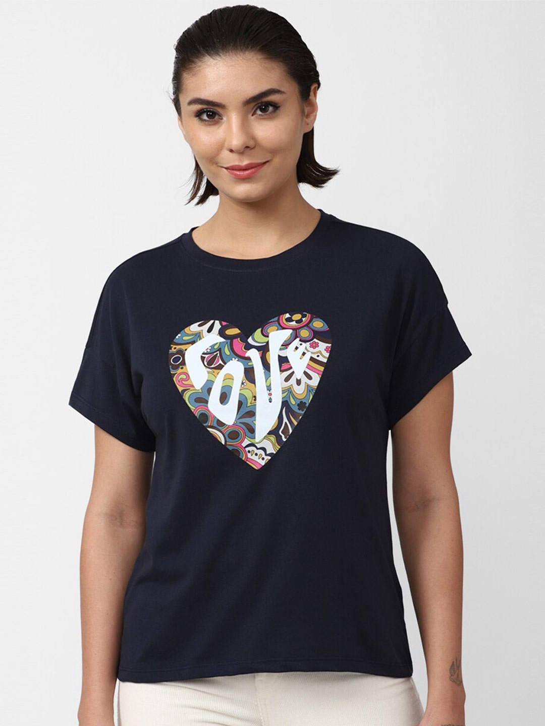 

FOREVER 21 Blue & White Print Top