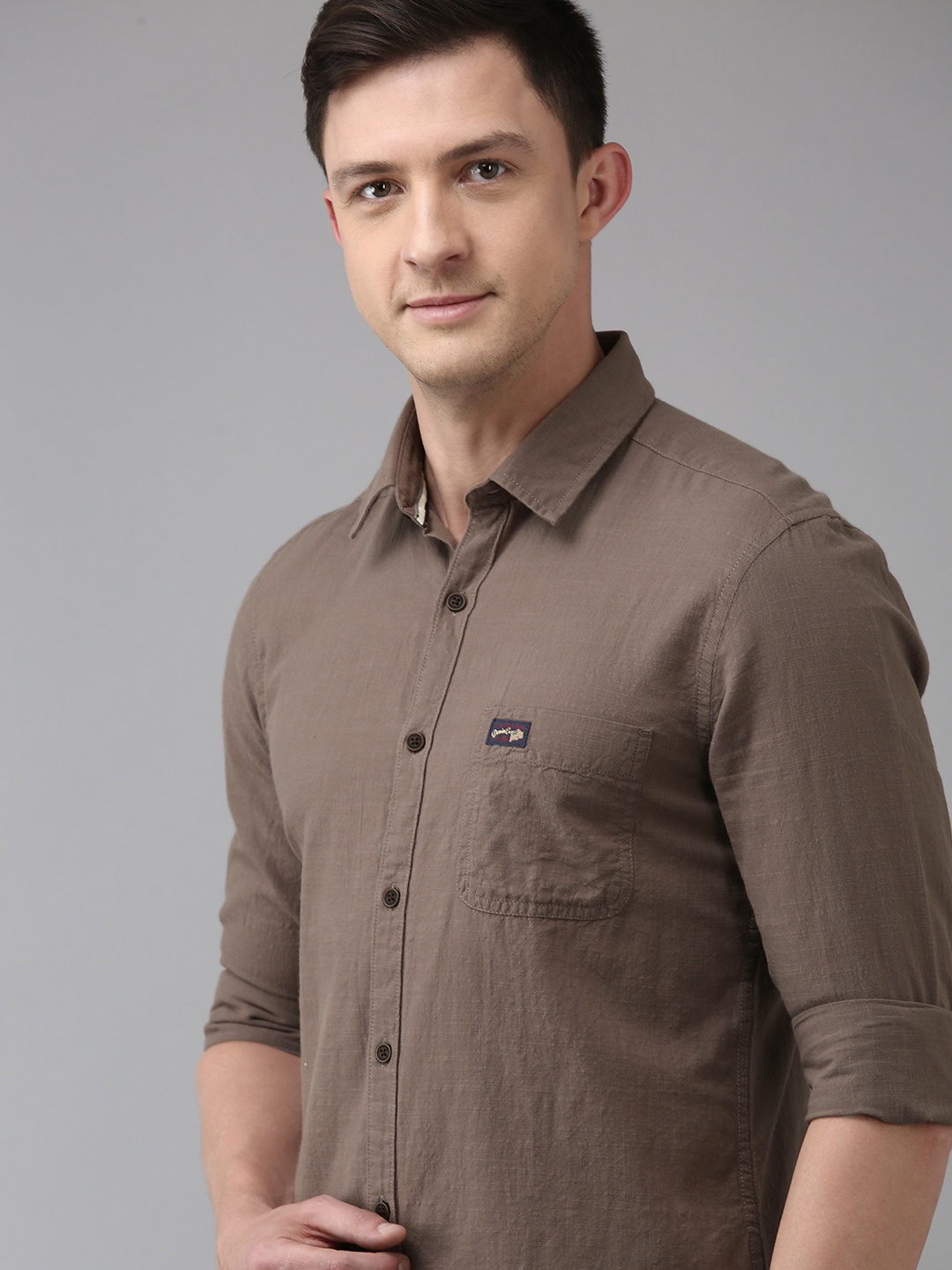 

U S Polo Assn Denim Co Men Grey Slim Fit Pure Cotton Casual Shirt
