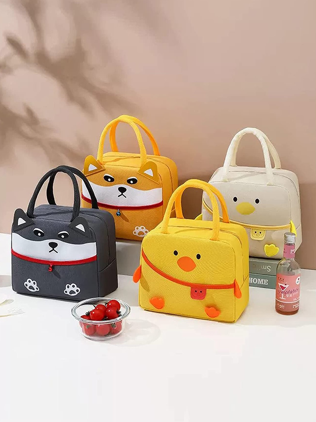 

HOUSE OF QUIRK Cream-Colored Printed Reusable Lunch Bag Organisers