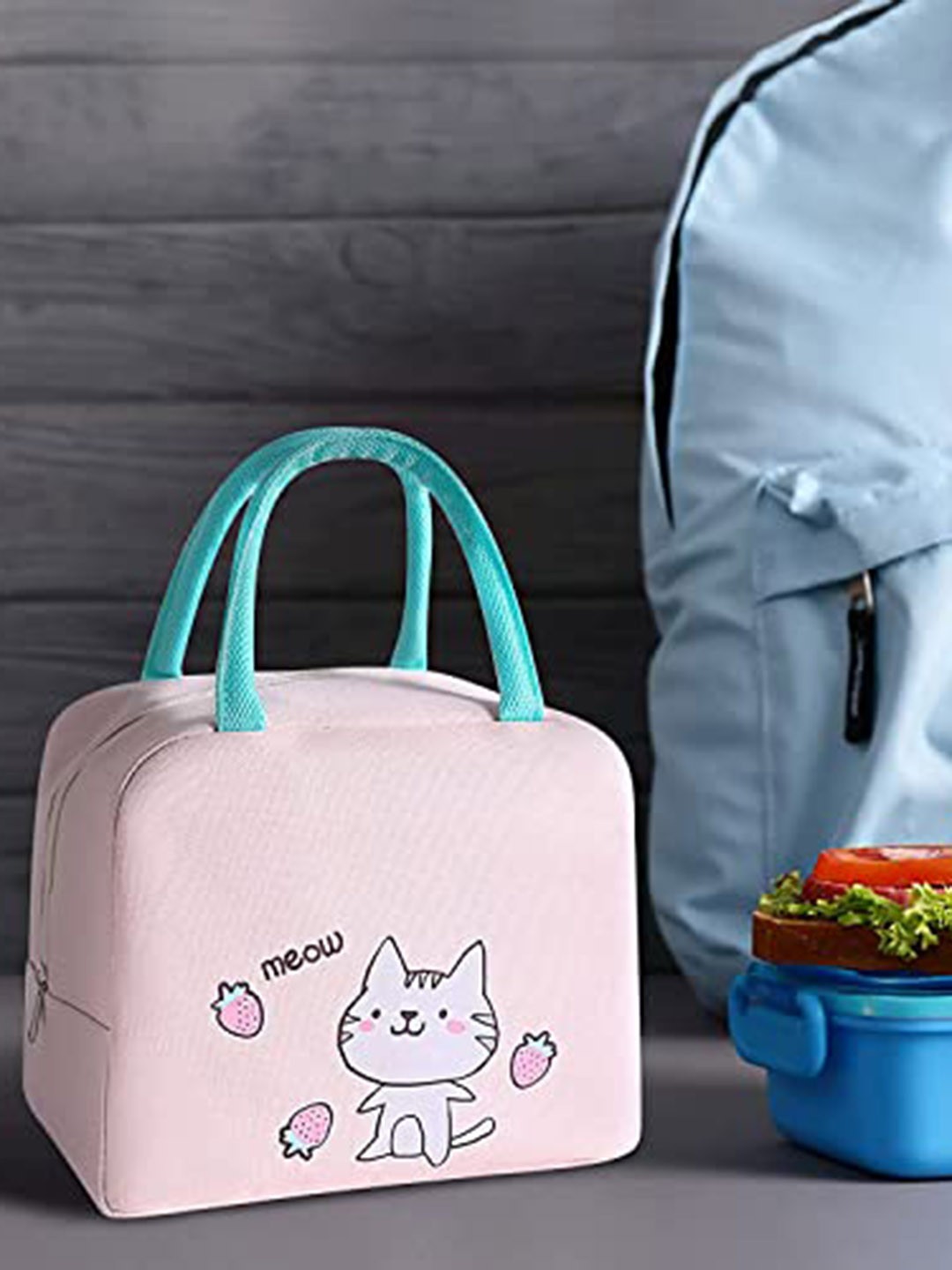 

HOUSE OF QUIRK Pink Printed Insulated Lunch Bag