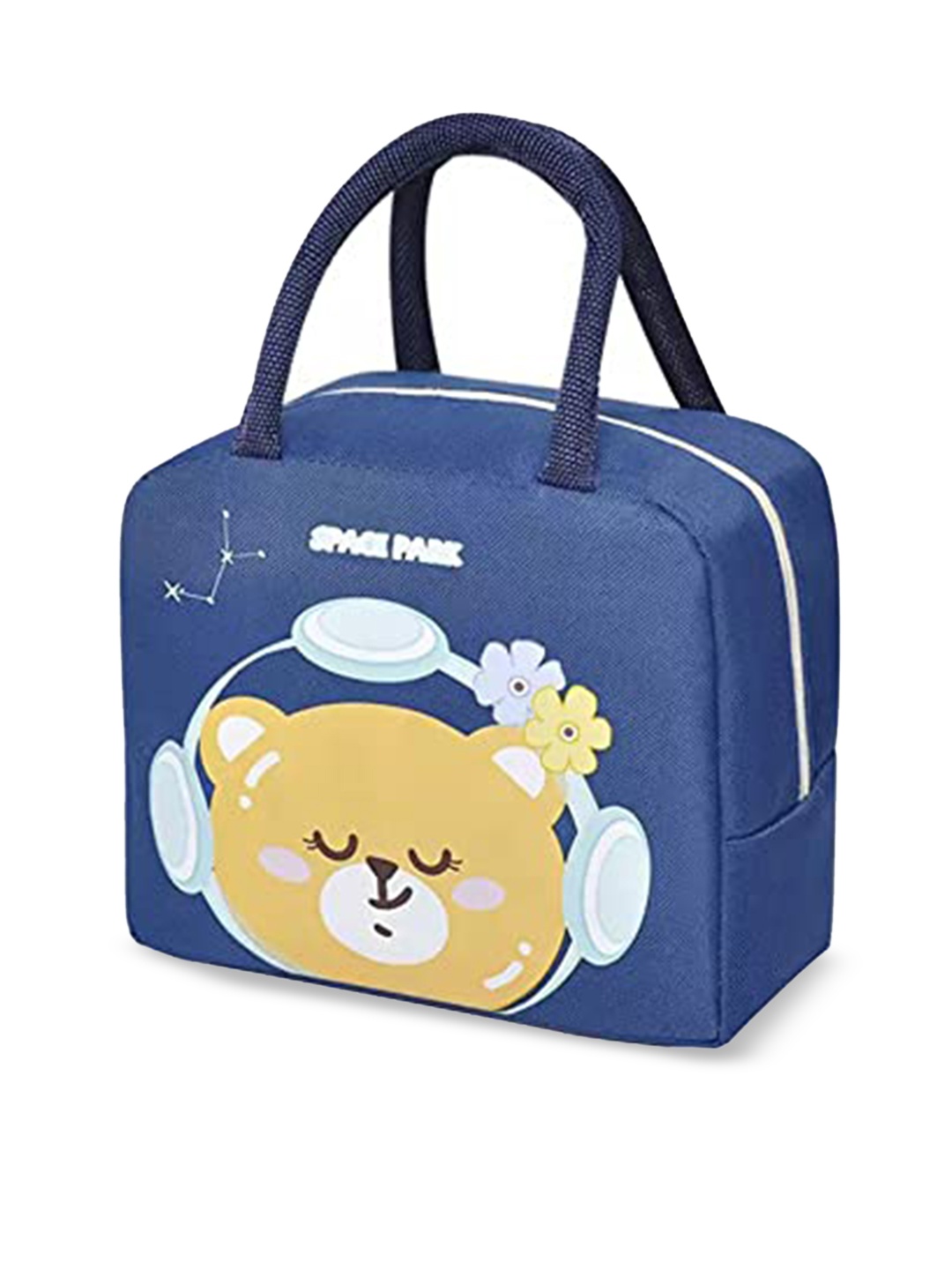 

HOUSE OF QUIRK Blue & Brown Printed Insulated Reusable Lunch Bag