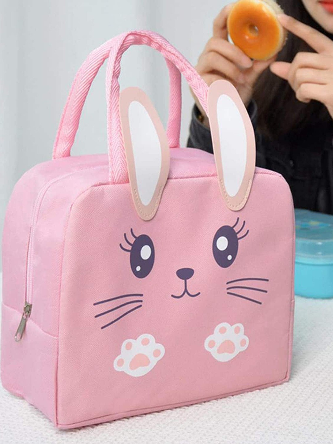 

HOUSE OF QUIRK Pink Printed Insulated Reusable Lunch Bag