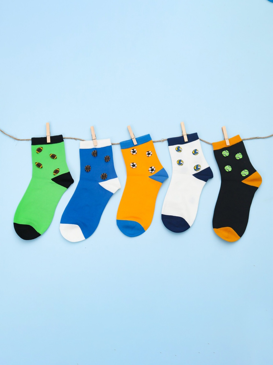 

Yellow Bee Boys Pack Of 5 Patterned Cotton Ankle-Length Socks, Black