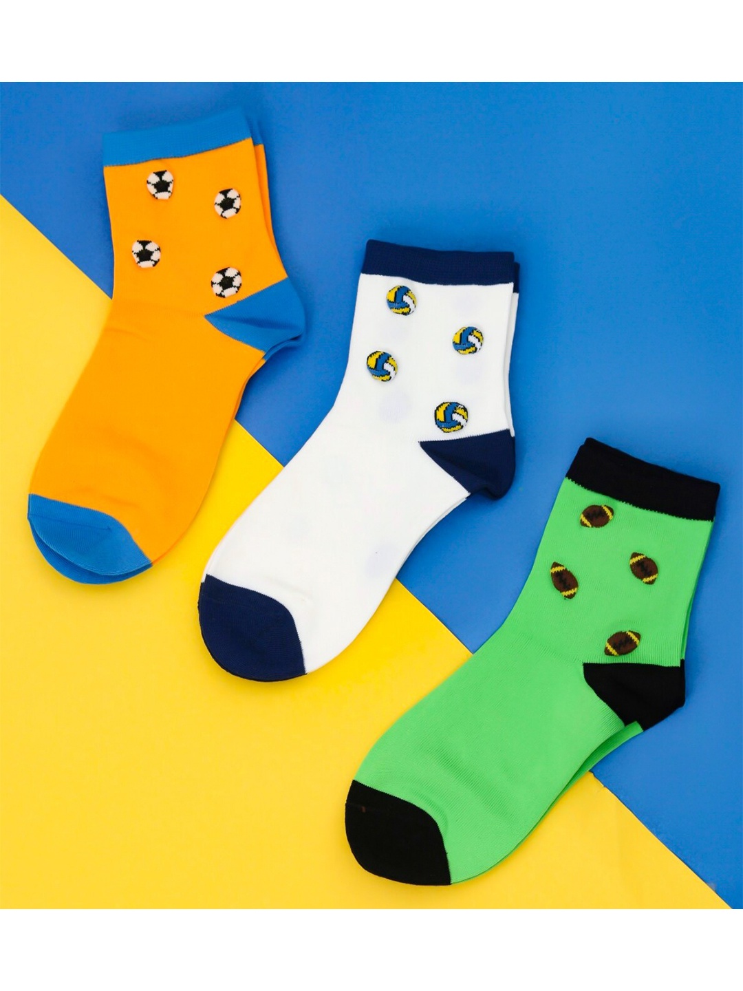 

Yellow Bee Boys Pack Of 3 Patterned Cotton Above Ankle-Length Socks, Orange
