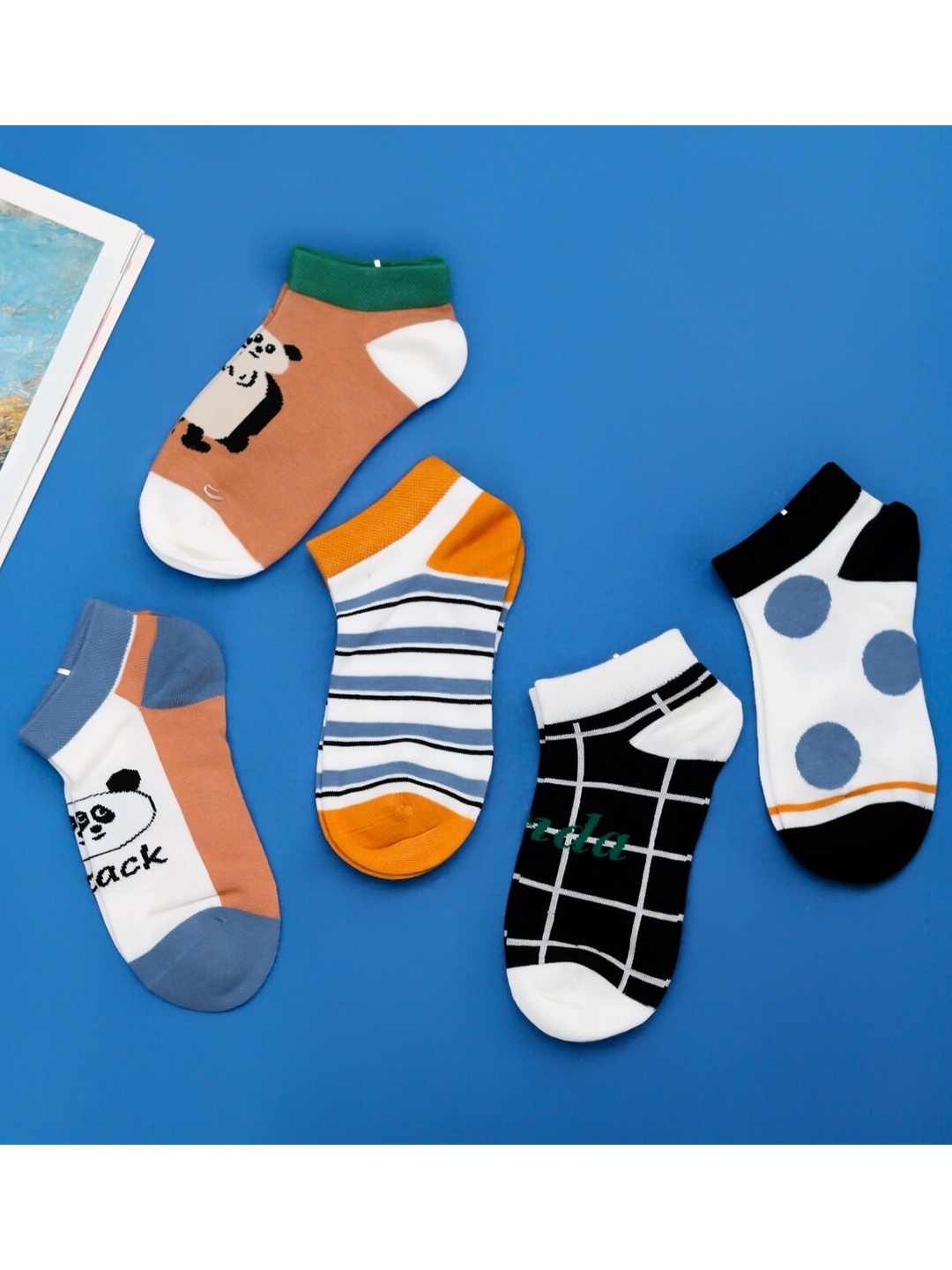 

Yellow Bee Boys Pack Of 5 Assorted Cotton Ankle-Length Socks