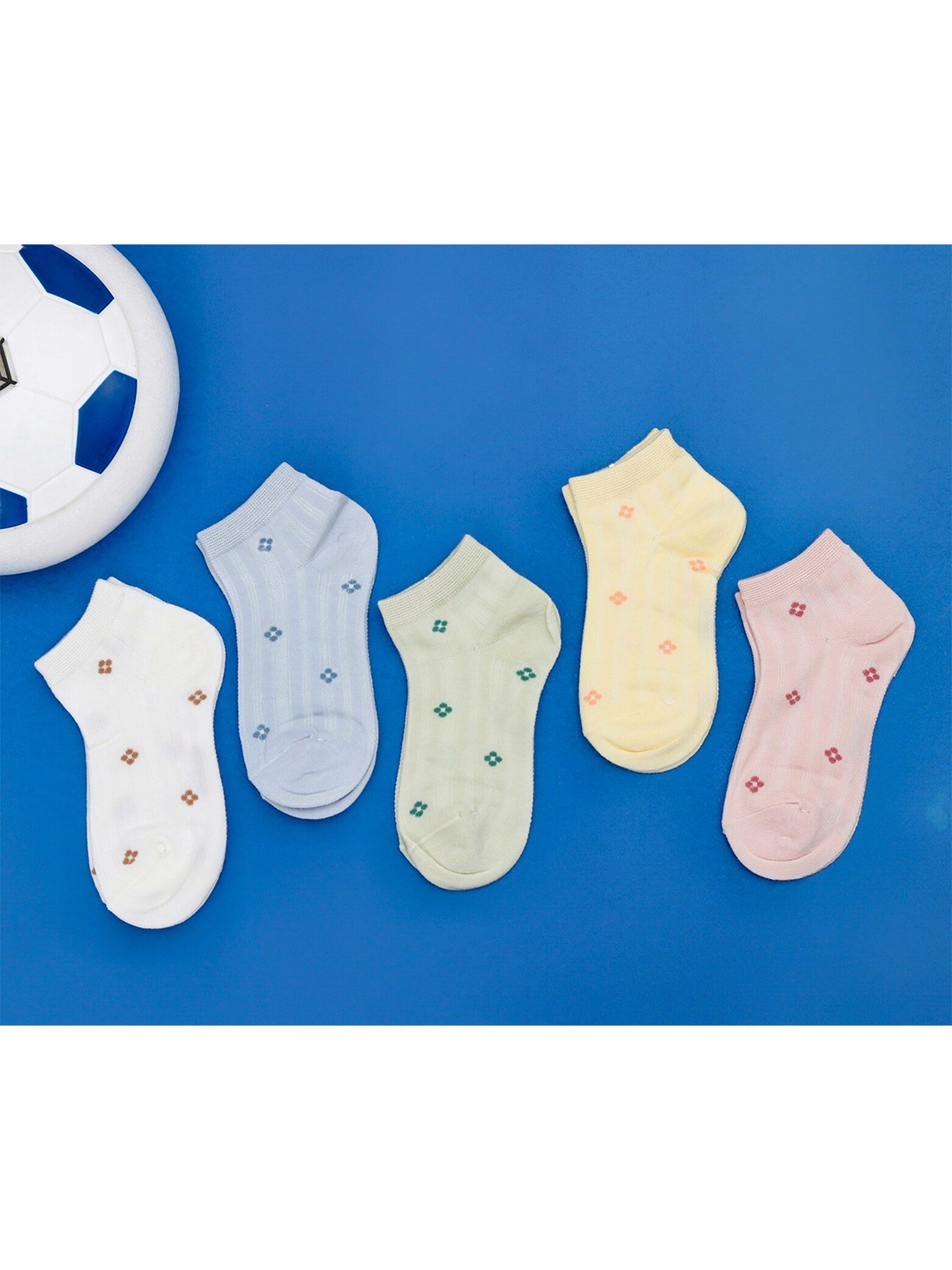 

Yellow Bee Girls Pack Of 5 Patterned Cotton Ankle-Length Socks