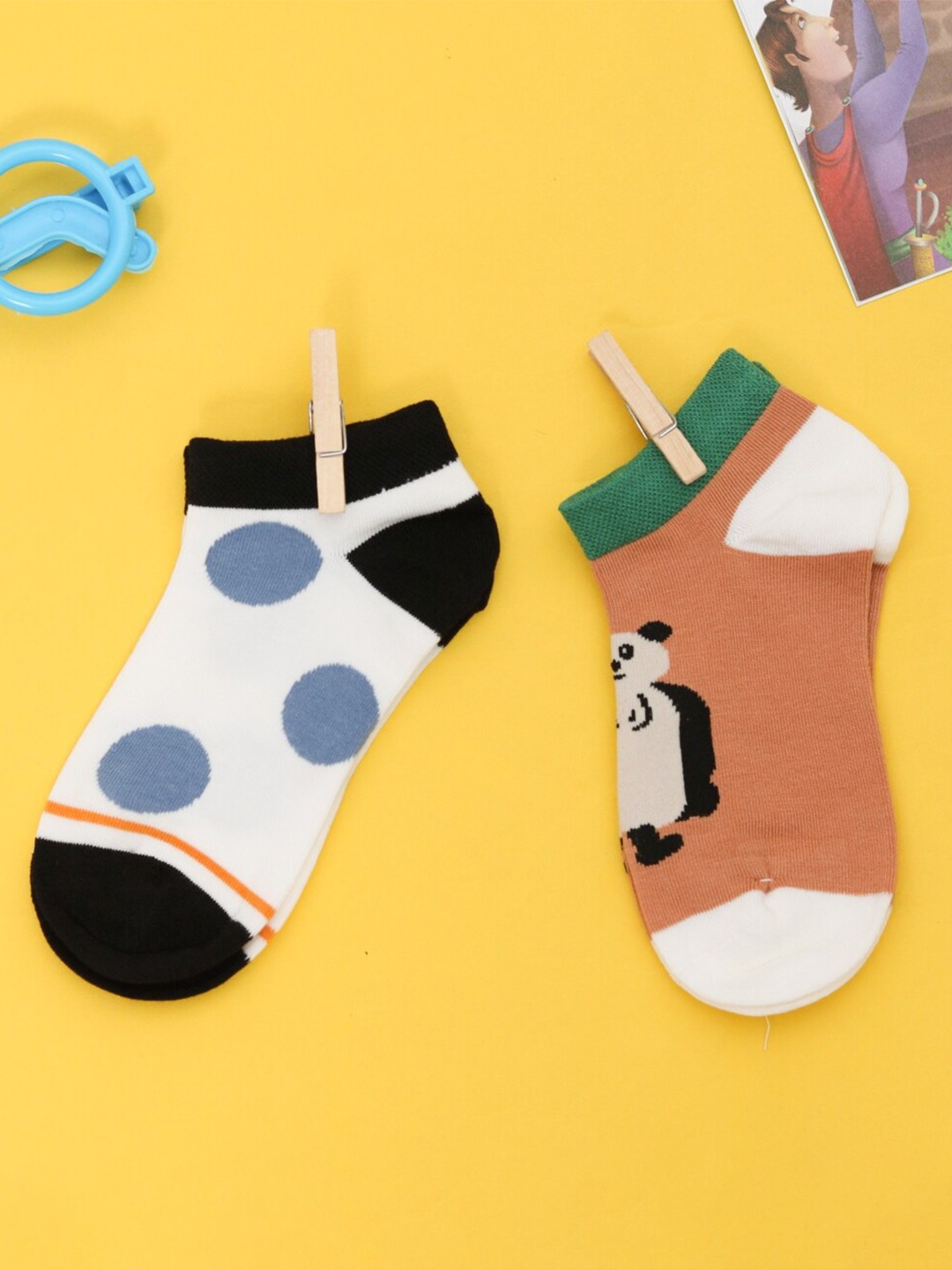

Yellow Bee Boys Pack Of 2 Assorted Patterned Cotton Ankle-Length Socks