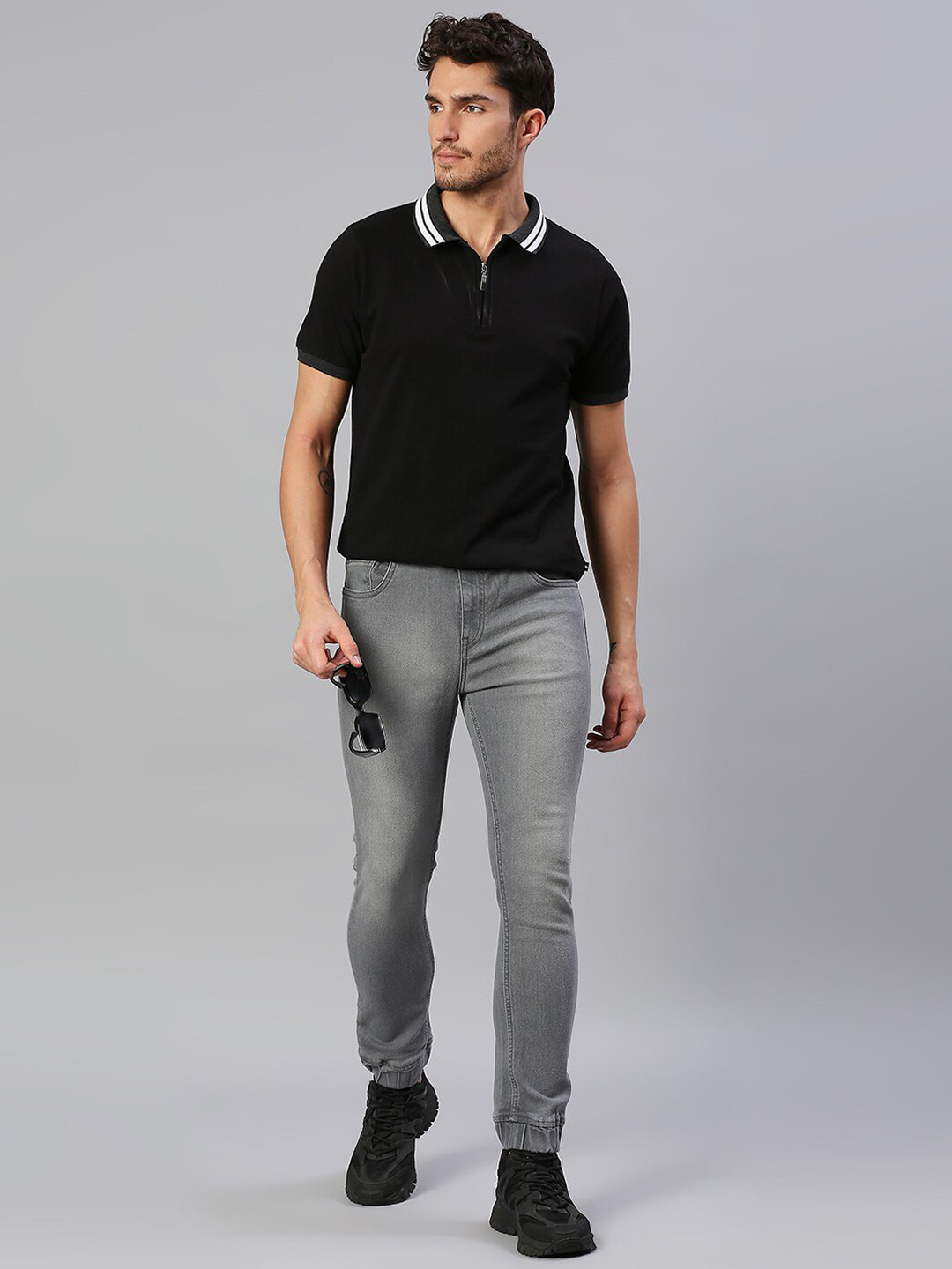 

High Star Men Grey Jogger Heavy Fade Stretchable Cotton Jeans